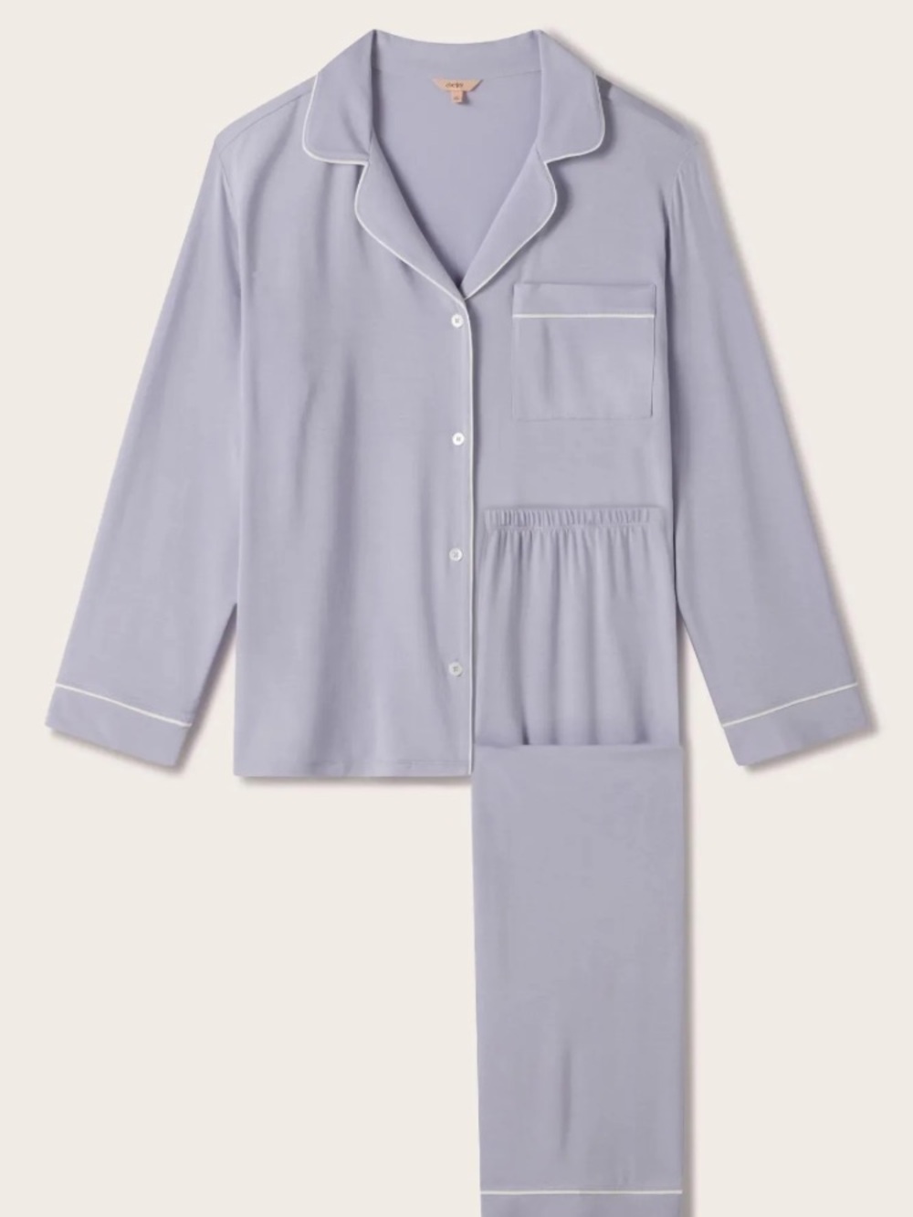 EBERJEY GISELE WOMENS TENCEL LONG PJ SET LAVENDER DUSK/IVORY - Picture 3 of 6